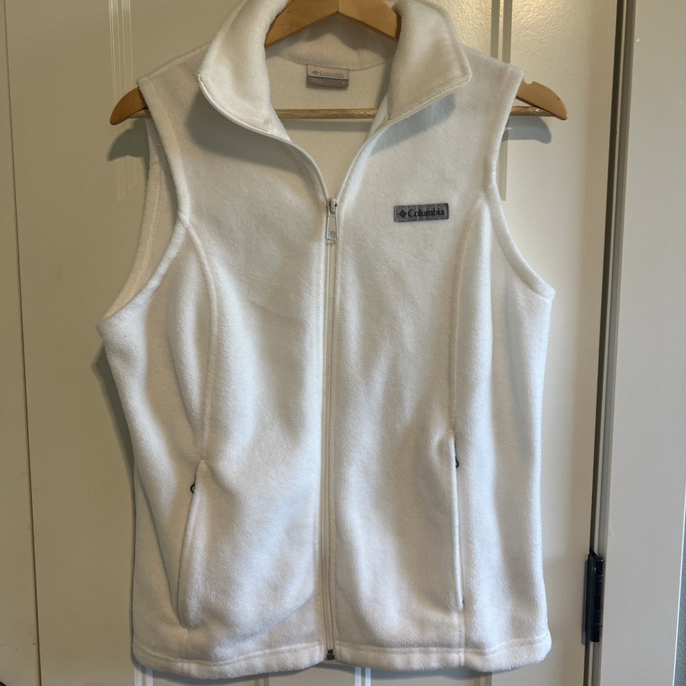 Columbia Fleece Full Zip Vest Womens Small White‎